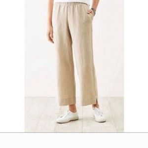 J. Jill Linen 100% Linen Pull On 33" Pants/Beige Tan Linen Beige Stretch Pants